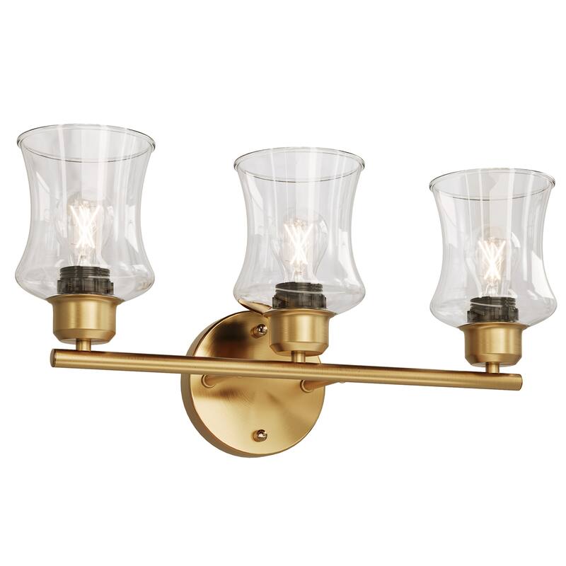 E26 Base 3-Light Bath Wall Light Fixtures with Clear Glass Shades