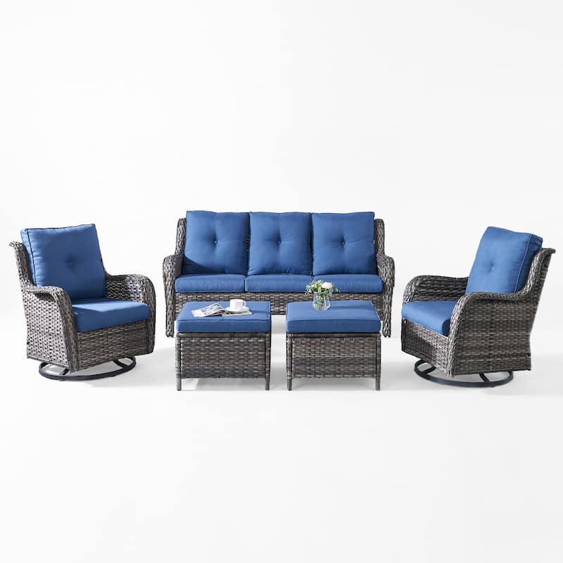 Pocassy Outdoor Patio Wciker Sofa Furniture Set of Chair Table.