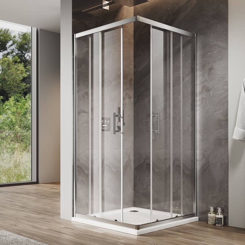 Elegant 36" W x 36" L x 72" H Corner Entry Shower Enclosure Sliding Shower Doors