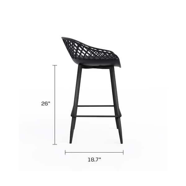 dimension image slide 0 of 4, Jamesdar Kurv Mid-Century Modern Low-Back Counter Stool, Set of 2, Indoor/Outdoor - Set of 2