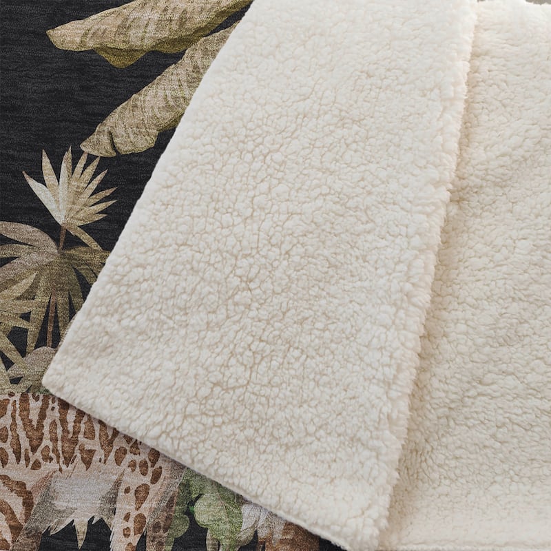Premium Machine Washable ASB203 Safari Adventure Sherpa Throw Blanket