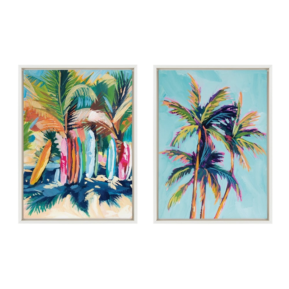 Kate and Laurel Sylvie Surf and Sand Canvas Art Set by Rachel Christopoulos