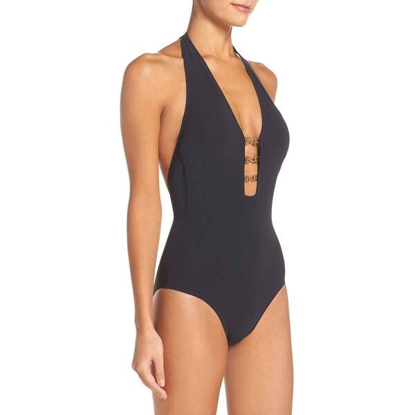 Shop Tory Burch Black Gold Womens Size Medium M One Piece Swimwear On Sale Overstock 28024640