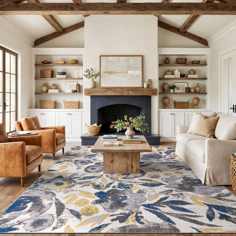 World Rug Gallery Vintage Modern Floral Area Rug - 7'10"x10' - Rectangle