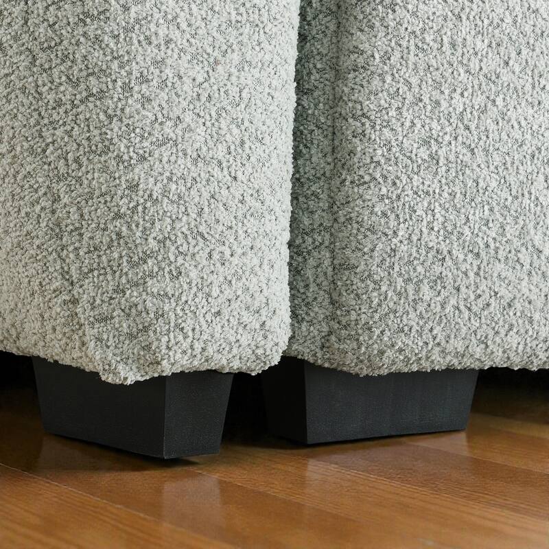 110" Modular L-Shaped Sectional Sofa with Ottoman, Boucle Fabric Couch, High Density Foam Seating