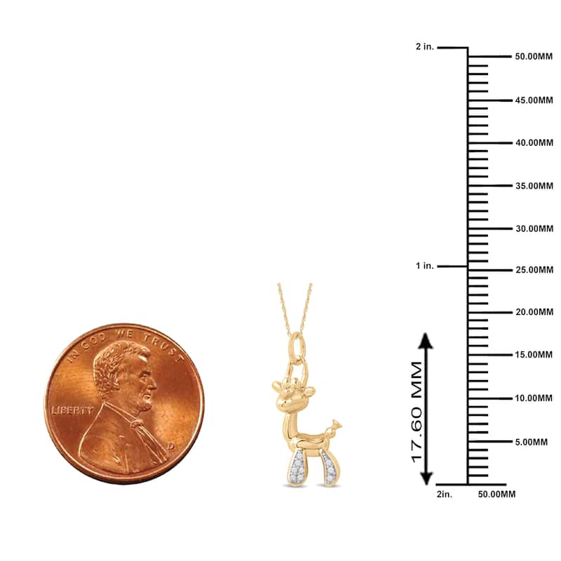 1/20ct TDW Diamond Animal Giraffe, Bunny and Dachshund Dog Necklace in Gold Plated Silver for Women