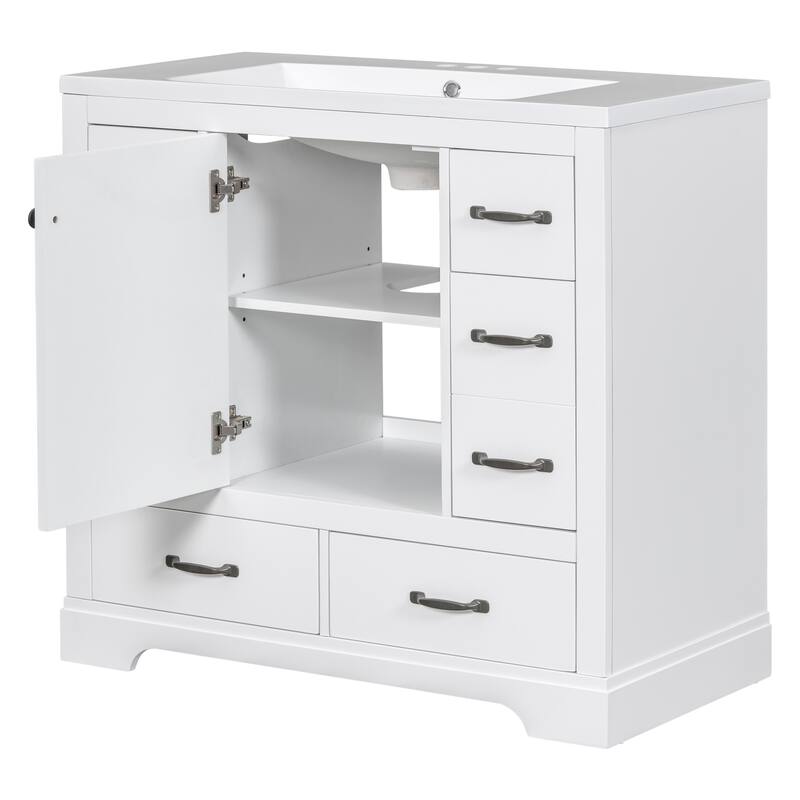 Freestanding 36" Vanity with Solid Wood, Undermount Sink, and Ample Storage - Grey Finish - 36in L