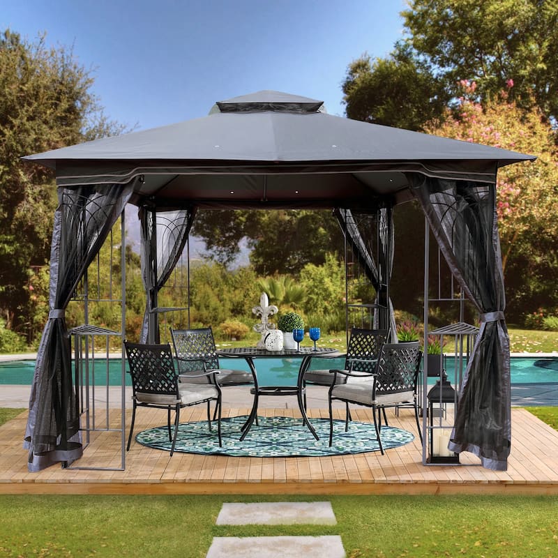 10FT Outdoor Patio Gazebo Canopy Tent With Ventilated Double Roof