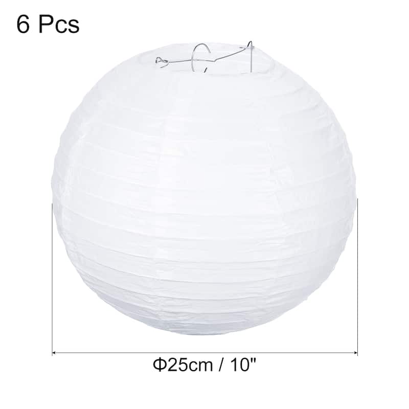 6pcs 10 Inch Folding Hanging Paper Lanterns for Wedding Home Party - White