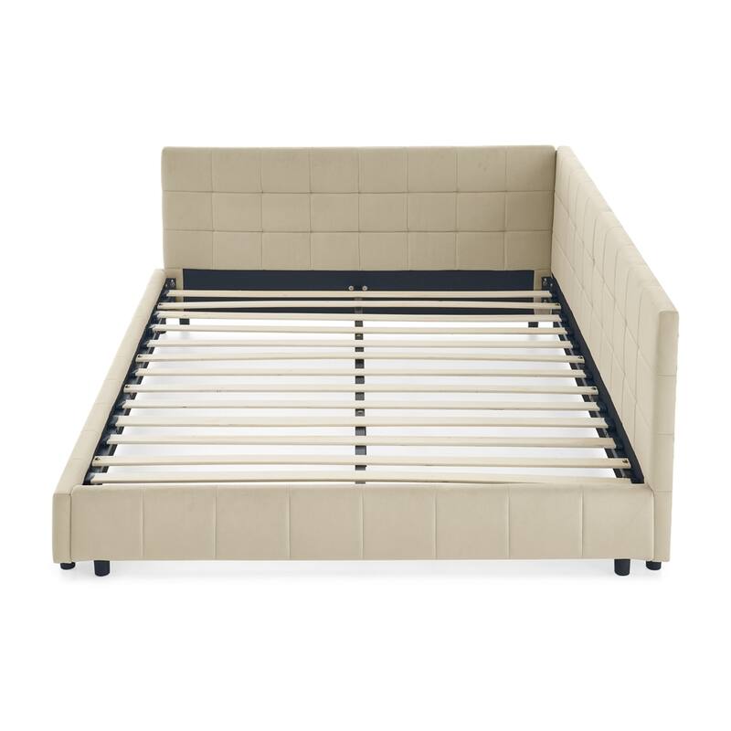 Upholstered Tufted Bed Frame Velvet Fabric Daybed