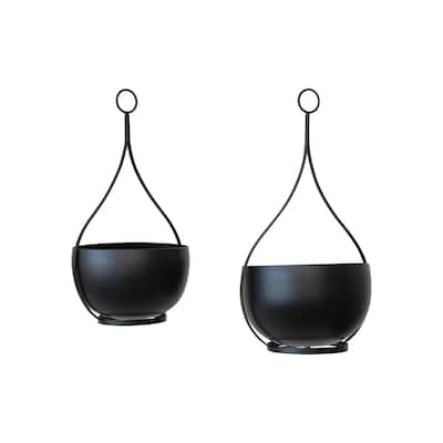 Decorative Hanging Metal Planters, Set of 2 - 11.0"L x 9.5"W x 19.5"H