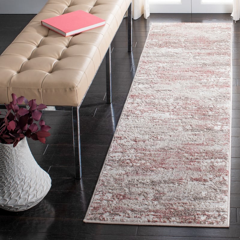SAFAVIEH Meadow Felice Modern Abstract Rug - 2' x 8' Runner - Beige/Pink