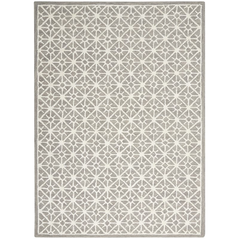 Leja Hand Tufted Geometric Area Rug By HomeRoots - 4' x 6'