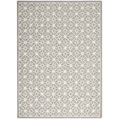 Leja Hand Tufted Geometric Area Rug By HomeRoots - 4' x 6'