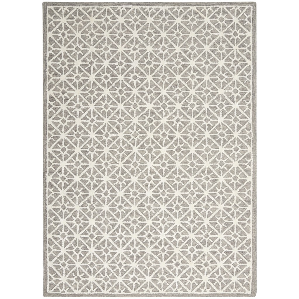 Leja Hand Tufted Geometric Area Rug By HomeRoots - 4' x 6'