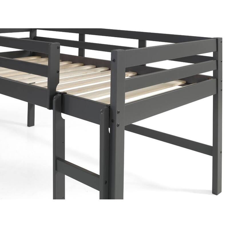 Twin Loft Bed Solid Pine Wood Construction, Reversible Front Facing