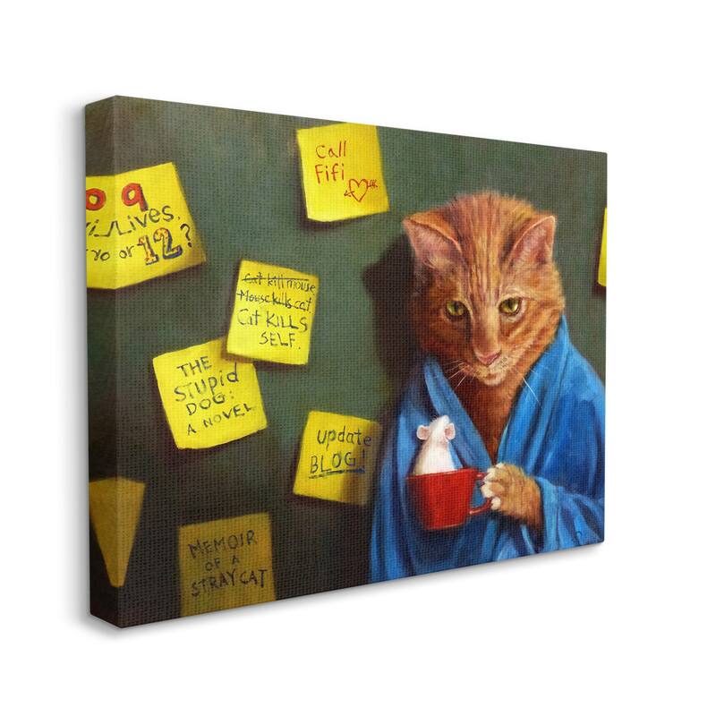 Stupell Funny Cat Morning Coffee Memo Reminders Canvas Wall Art by Lucia Heffernan