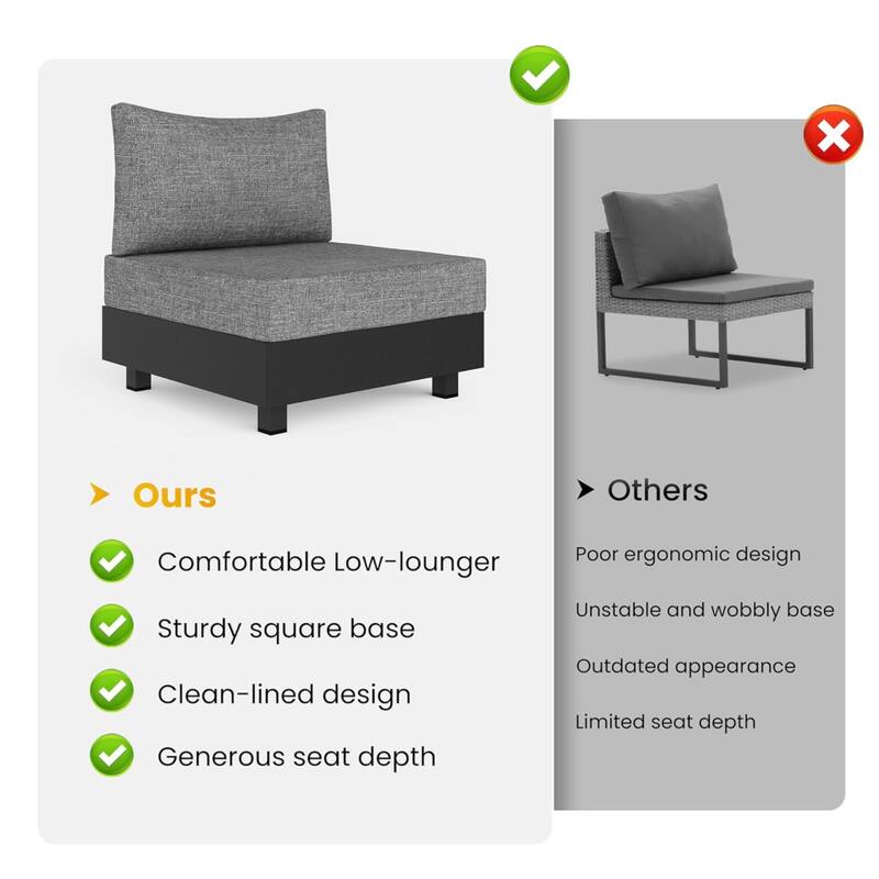 2-Piece Gray Aluminum Modular Armless Chairs