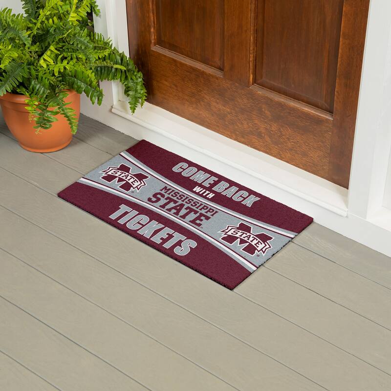 Mississippi State University 28 in. x 16 in. PVC "Come Back With Tickets" Trapper Door Mat