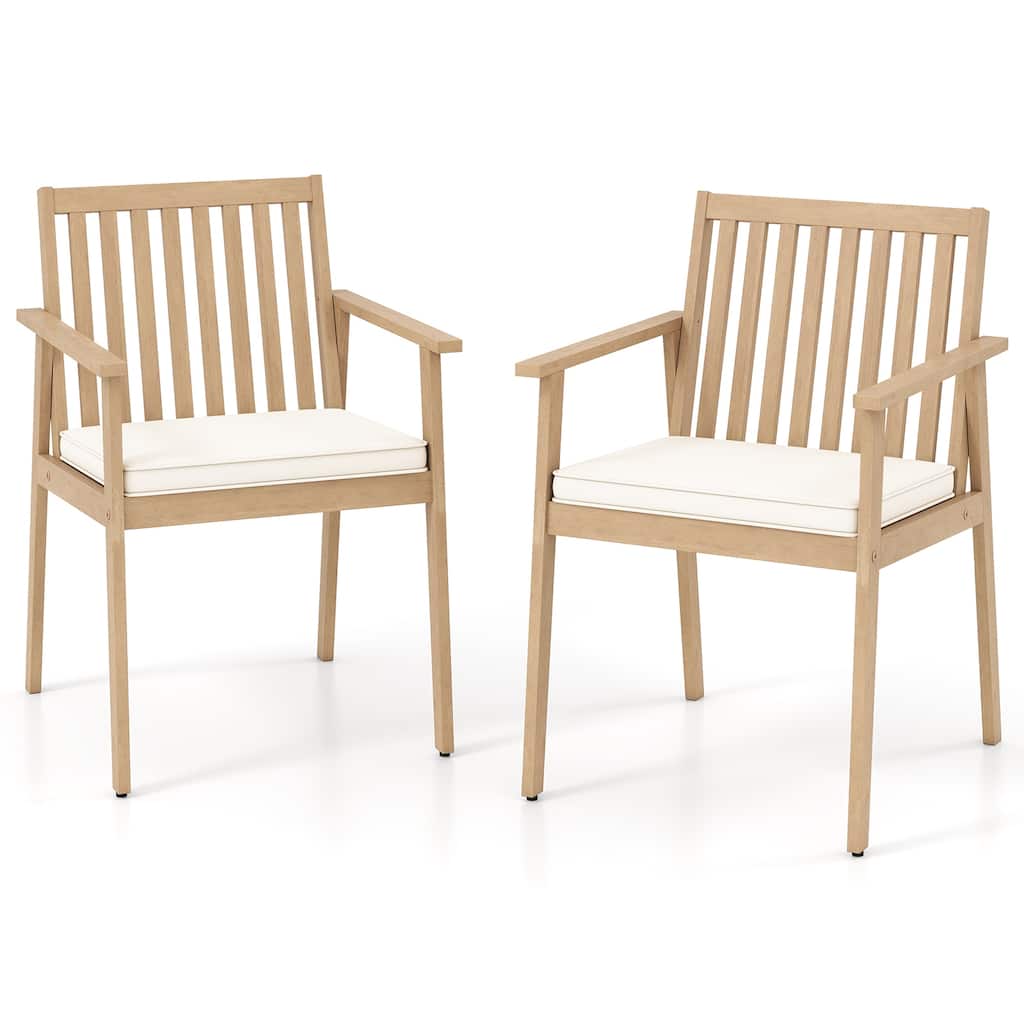 Gymax 2 PCS Patio Dining Chairs w/ Removable Padded Cushion Armrests &