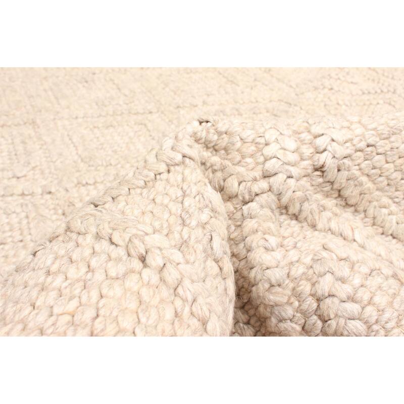 ECARPETGALLERY Braid weave Sienna Beige Wool Rug - 5'0 x 7'10