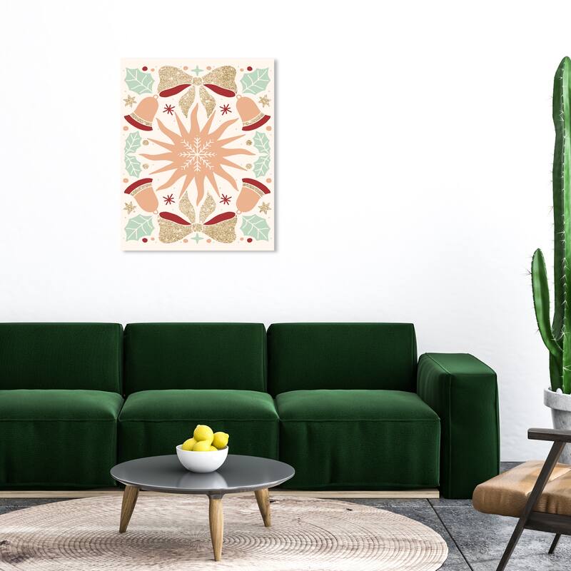 Wynwood Studio Canvas Holiday and Seasonal Bells sounds and stars Glitter Gold Glam Wall Art Canvas Print - 30 x 36