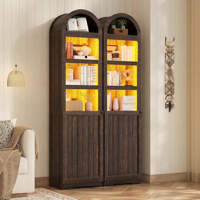 Tall Arched Cabinet Bookcase Storage Bookshelf Door Bathroom Storage Cabinet