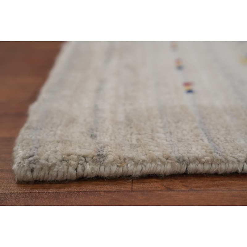 Hand Knotted Oriental Viscose Silk Carpet Tribal Animal Pictorial Beige & Ivories Gabbeh Area Rug - 9' 9'' X 8' 2''