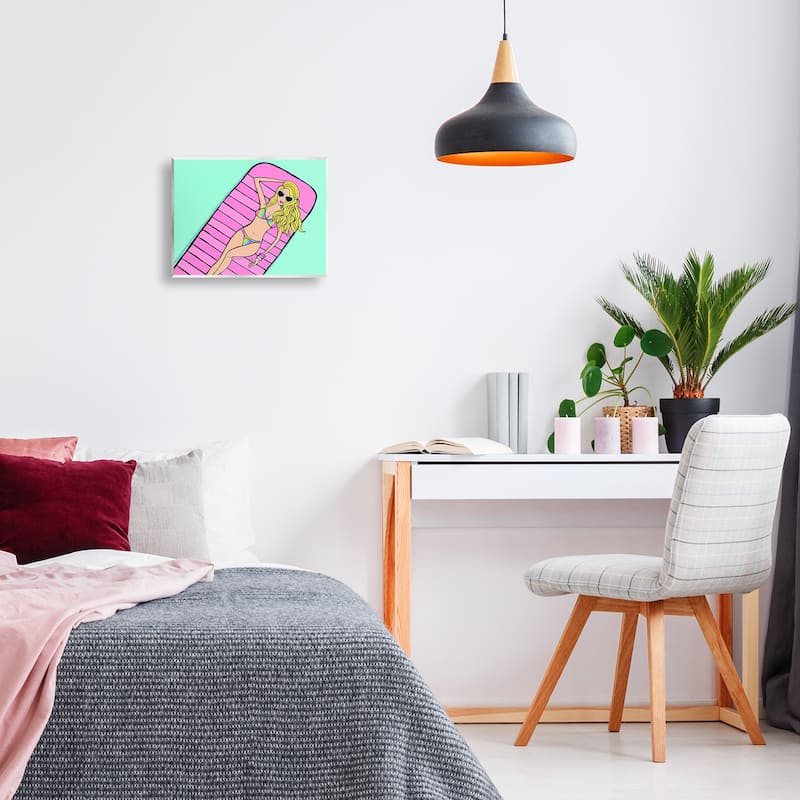 Stupell Trendy Girl on Pool Float Wall Plaque Art Design By Katie Conley