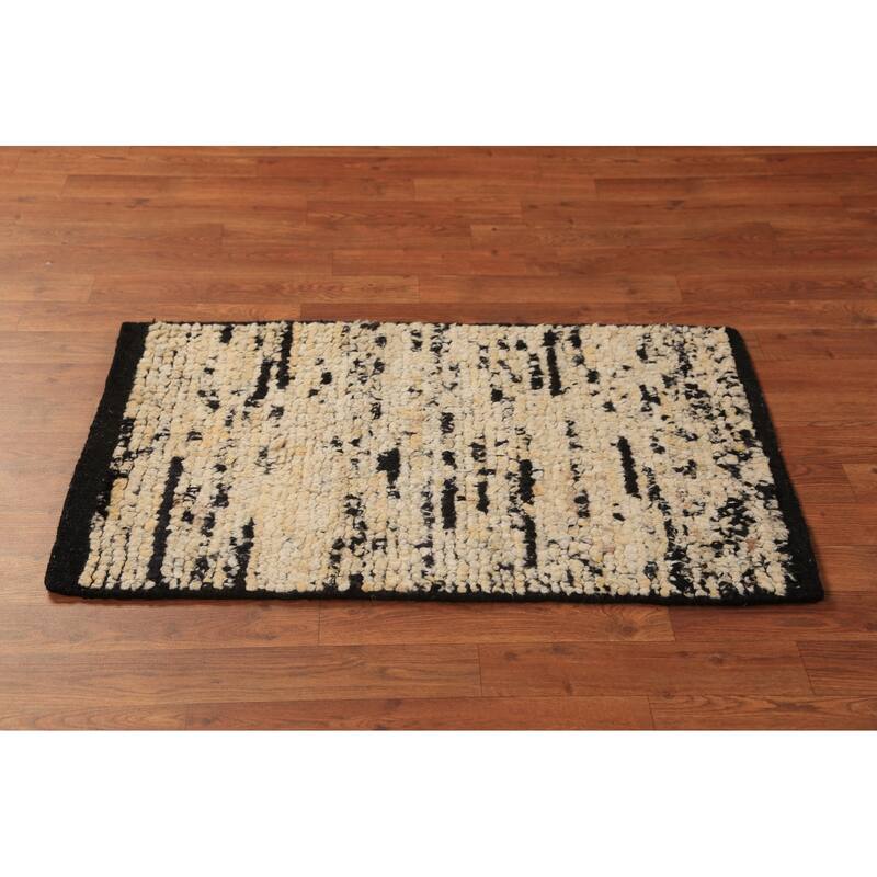 Abstract Moroccan Indian Accent Rug Handmade Wool Carpet - 2'0"x 3'0"