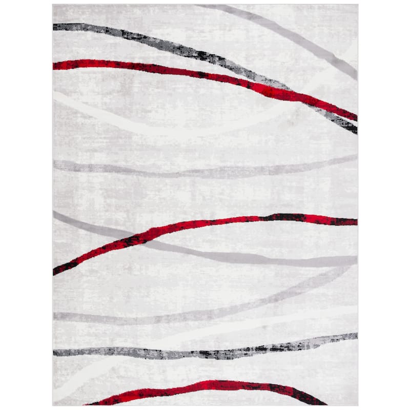 SAFAVIEH Skyler Patience Modern Abstract Rug - 9' x 12' - Ivory Grey/Red