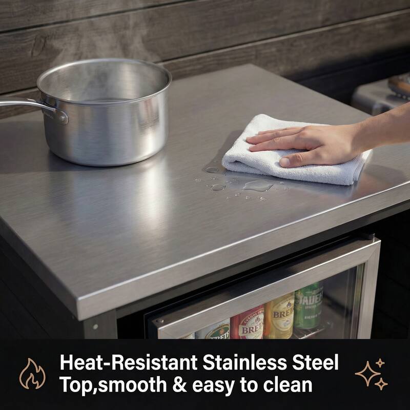 Modular Outdoor Kitchen Island Set, 100% Solid Wood BBQ Cabinet , Patio Kitchen Bar Table