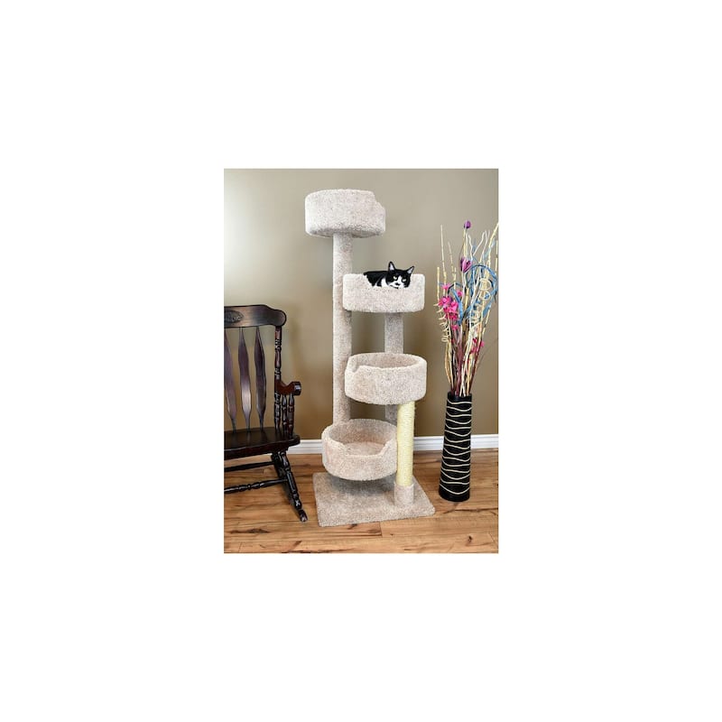 Large Cat Tower with Four Spacious Easy-to-Access Perches and Sturdy Base for Playful Indoor Cats