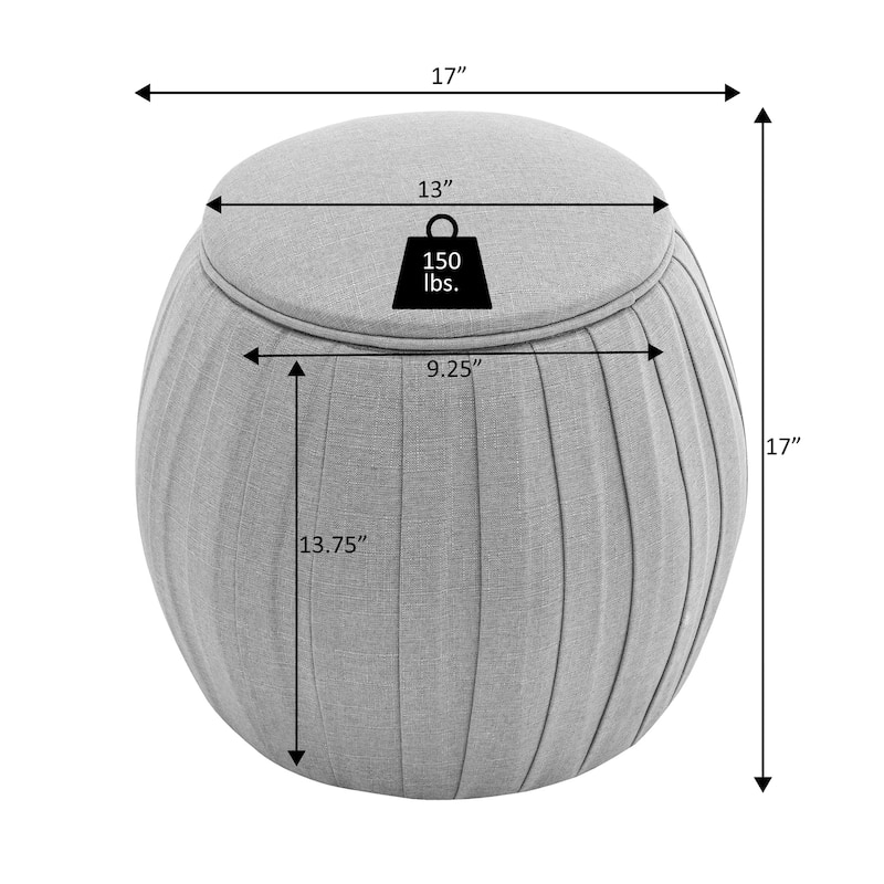 Round Accent Storage Ottoman - Upholstered Circular Storage Box with Hidden Compartment and Cushion Seat for Modern Homes