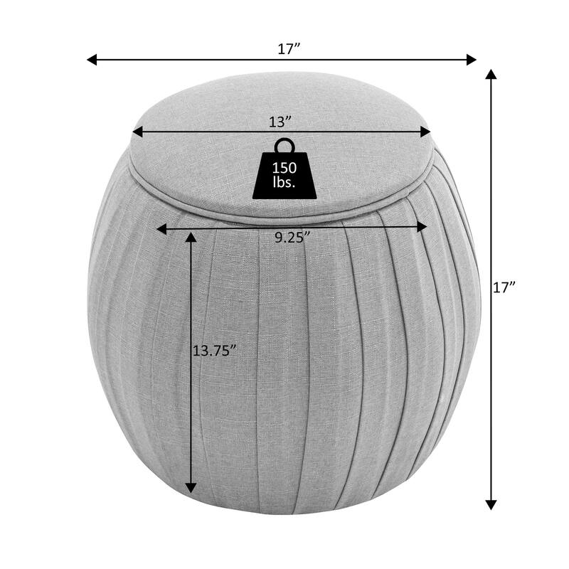 Round Shoe Storage Ottoman - Upholstered Seat with Hidden Shoe Storage and Cushion Top for Space-Saving Organization