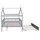 preview thumbnail 37 of 78, Pine Wood House Platform Bed with Trundle and Headboards, Creativity House Shape, Sturdy Construction
