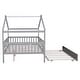 preview thumbnail 6 of 11, Wooden Full Size Creativity House Bed with Twin Size Trundle and Headboard, Spacious Storage
