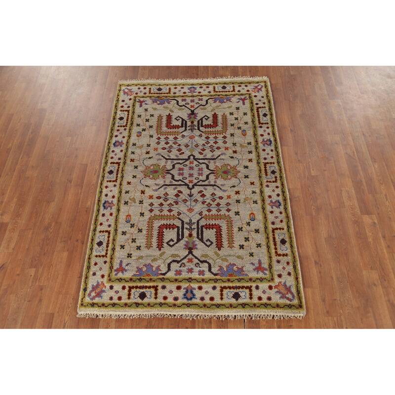 Lilian Oriental Area Rug Hand-Knotted Wool Carpet - 4'0"x 5'11"