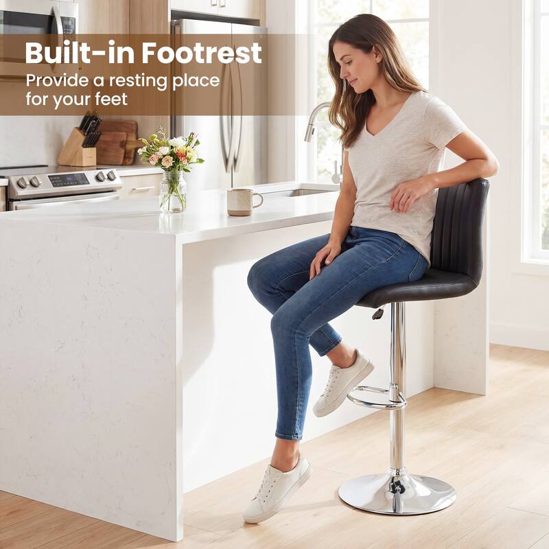 Gymax Bar Stools Set of 4 Adjustable Swivel Barstools w/Back &