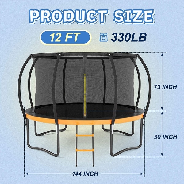 dimension image slide 1 of 2, Trampoline Kids and Adults Outdoor Round Trampoline with Enclosure