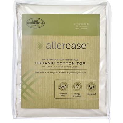 AllerEase Naturals Cotton Top Waterproof Mattress Pad - White