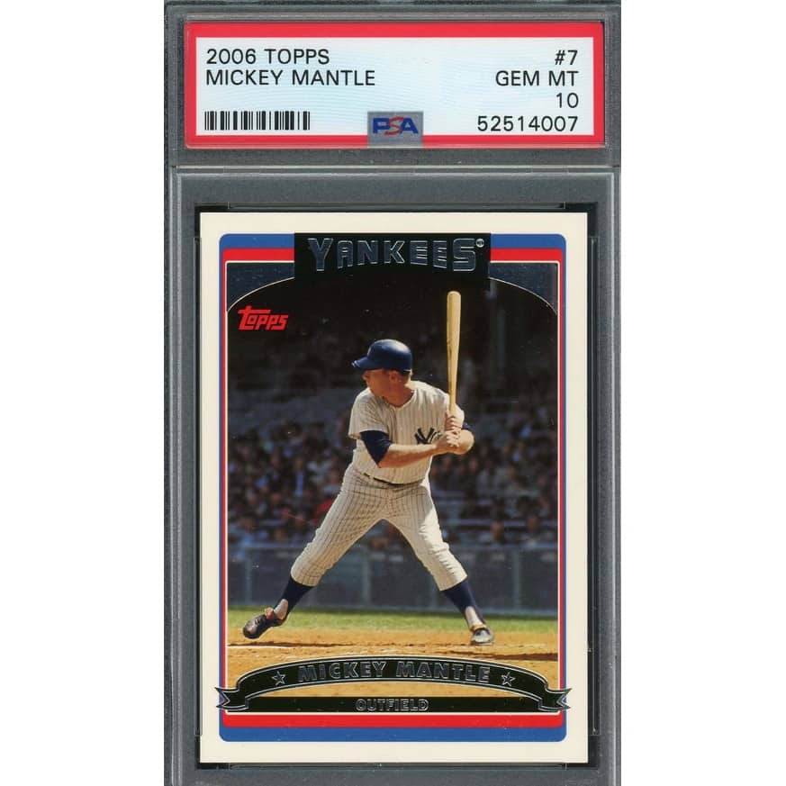 Mickey Mantle 2006 Topps Baseball Card #7 Graded PSA 10 GEM MINT - 8'6" x 11'6"