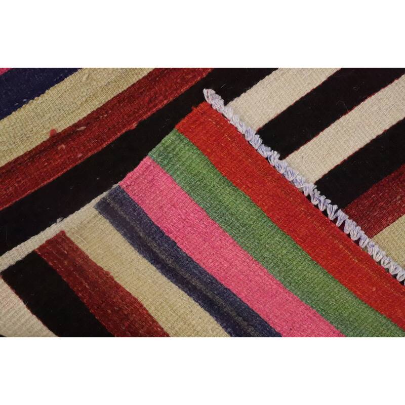 Hand Woven Oriental 100% Wool Carpet Southwestern Geometric Multi-Colored Kilim Area Rug - 9' 9'' X 6' 2''