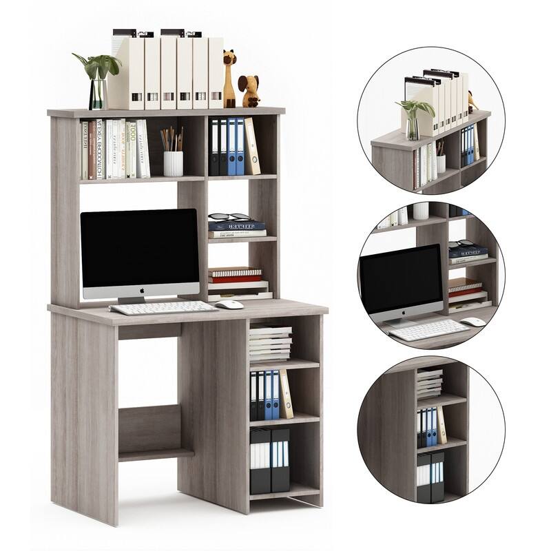 Modern Computer Desk with Book Shelf Storage