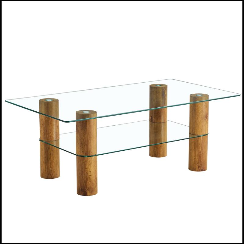 Double-layer Transparent Tempered Glass Coffee Table