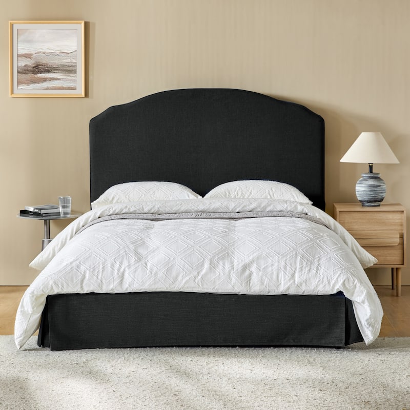 Kristian Traditional Bedroom Machine Washable Slipcovered Bed with Variety Fabric Choice Set-QB by HULALA HOME