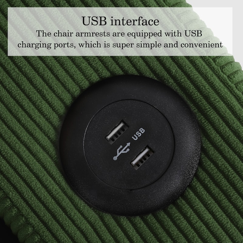 3-in-1 Corduroy Sleeper Sofa Pull-Out Bed Convertible Adjustable Loveseat with USB Port