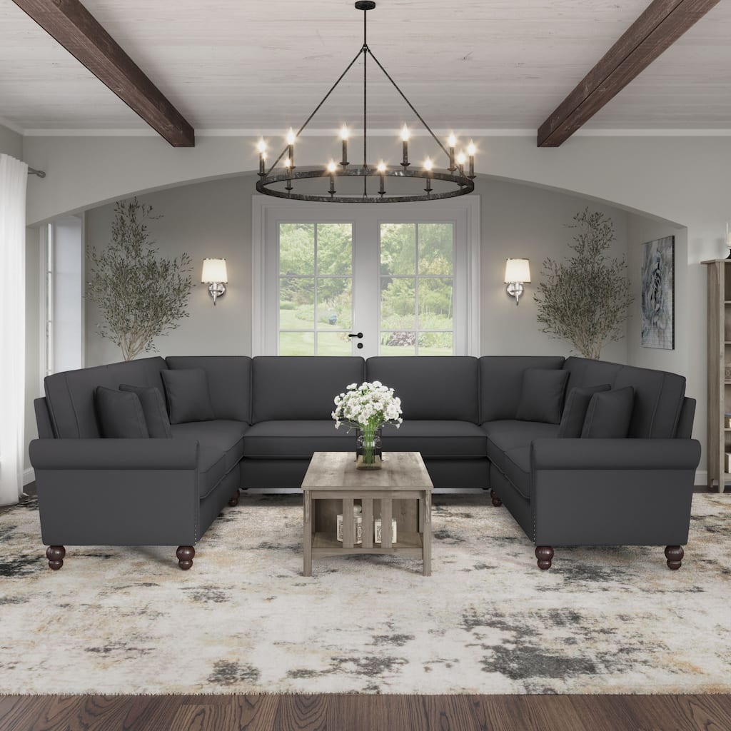 Bush Furniture Coventry 125W Traditional U Shaped Sectional Couch