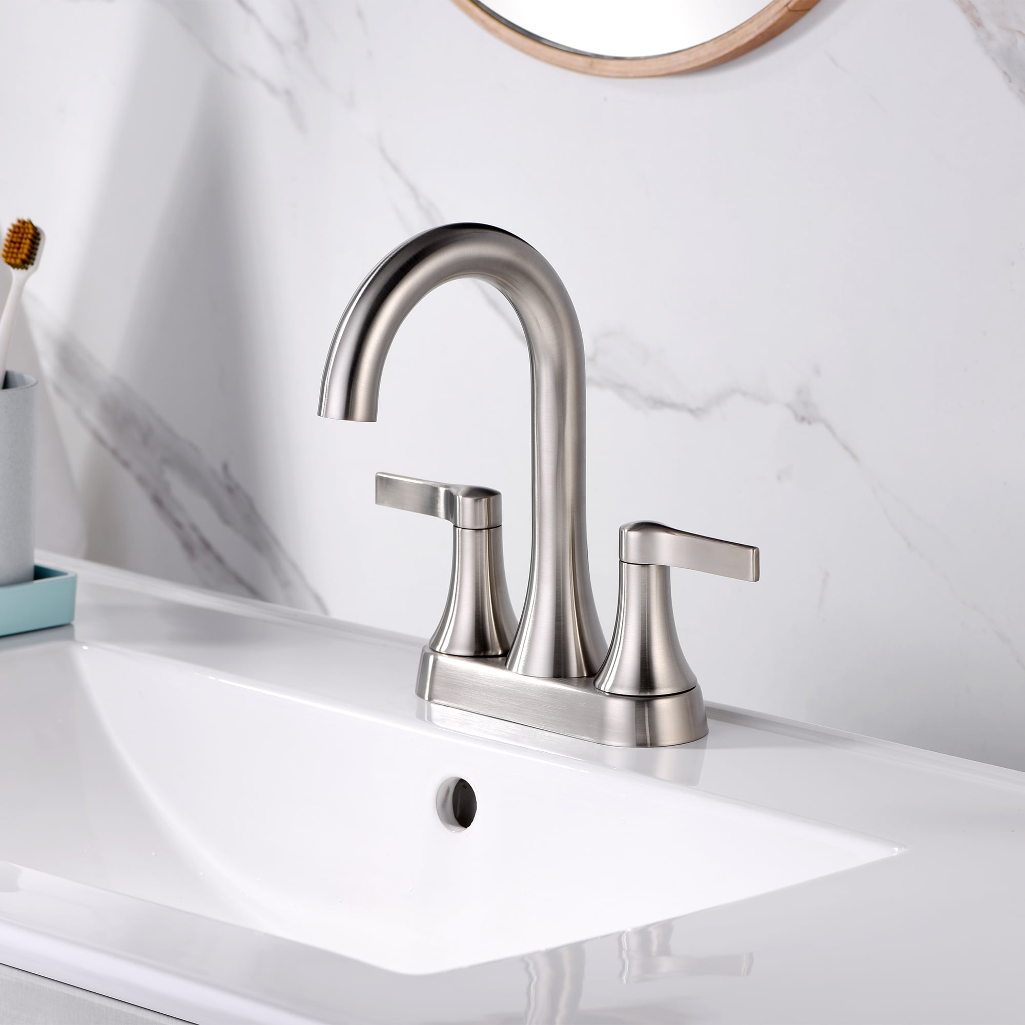 Luxier MSC11-T 4 in. Centerset 2-Handle Bathroom Faucet with Drain