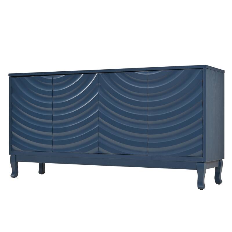 Elegant Sideboard Featuring Sophisticated Wavy Pattern Doors,Adjustable,Suitable for Study, Entryway and Living Room